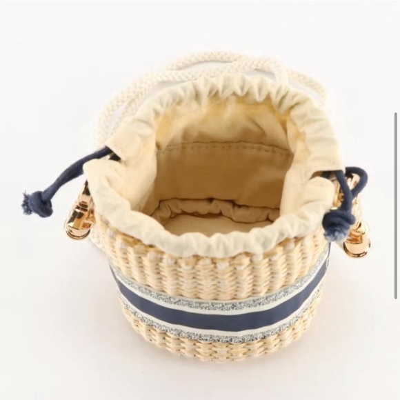 Mini Christian Dior Beauty VIP Drawstring Straw Pouch Crossbody Bag - Picture 3 of 7